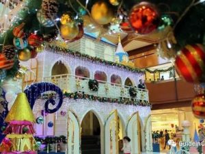 Decorated Chinese Mall At Christmas