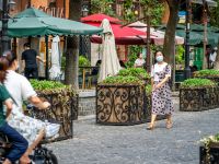 Woman Wearing Surgical Face Mask In Pedestrian Street Of Former Hankou Concession District In Wuhan Hubei China